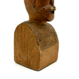 Bust of a Man with Thick Mustache, Charming Old Folk Art Carving
