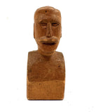 Bust of a Man with Thick Mustache, Charming Old Folk Art Carving