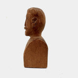 Bust of a Man with Thick Mustache, Charming Old Folk Art Carving