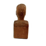 Bust of a Man with Thick Mustache, Charming Old Folk Art Carving