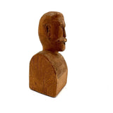 Bust of a Man with Thick Mustache, Charming Old Folk Art Carving