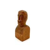 Bust of a Man with Thick Mustache, Charming Old Folk Art Carving