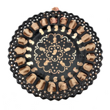 Many Georges, Antique Folk Art Plate with Cut Stamp Decoration and Threaded Ribbon