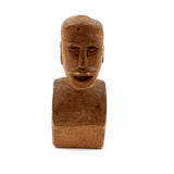Bust of a Man with Thick Mustache, Charming Old Folk Art Carving