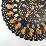 Many Georges, Antique Folk Art Plate with Cut Stamp Decoration and Threaded Ribbon