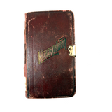 Surprise! c. Late 19th/Early 20th Century Memo Book Turned Stitched and Inked Pocket Chess Board with Celluloid Pieces