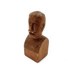 Bust of a Man with Thick Mustache, Charming Old Folk Art Carving