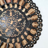 Many Georges, Antique Folk Art Plate with Cut Stamp Decoration and Threaded Ribbon