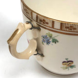 Matching Cups, Unmatched Repairs - c. 1860s James Duke Hand-painted Porcelain Teacups with Repaired Handles