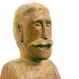 Bust of a Man with Thick Mustache, Charming Old Folk Art Carving
