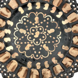 Many Georges, Antique Folk Art Plate with Cut Stamp Decoration and Threaded Ribbon
