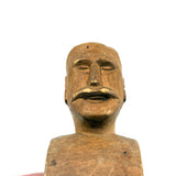 Bust of a Man with Thick Mustache, Charming Old Folk Art Carving