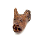 SOLD Old Carved Burl Folk Art Wolf (?) Head with Bared Teeth