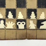 Surprise! c. Late 19th/Early 20th Century Memo Book Turned Stitched and Inked Pocket Chess Board with Celluloid Pieces