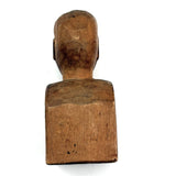 Bust of a Man with Thick Mustache, Charming Old Folk Art Carving