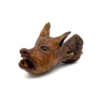 SOLD Old Carved Burl Folk Art Wolf (?) Head with Bared Teeth