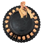 Many Georges, Antique Folk Art Plate with Cut Stamp Decoration and Threaded Ribbon