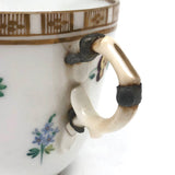 Matching Cups, Unmatched Repairs - c. 1860s James Duke Hand-painted Porcelain Teacups with Repaired Handles