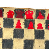 Surprise! c. Late 19th/Early 20th Century Memo Book Turned Stitched and Inked Pocket Chess Board with Celluloid Pieces