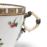 Matching Cups, Unmatched Repairs - c. 1860s James Duke Hand-painted Porcelain Teacups with Repaired Handles