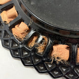 Many Georges, Antique Folk Art Plate with Cut Stamp Decoration and Threaded Ribbon