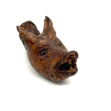 SOLD Old Carved Burl Folk Art Wolf (?) Head with Bared Teeth