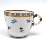 Matching Cups, Unmatched Repairs - c. 1860s James Duke Hand-painted Porcelain Teacups with Repaired Handles