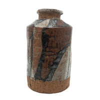 Satisfying Bottle Shaped Modernist Vase with Painterly Glazing