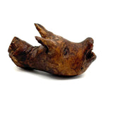 SOLD Old Carved Burl Folk Art Wolf (?) Head with Bared Teeth