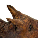 SOLD Old Carved Burl Folk Art Wolf (?) Head with Bared Teeth
