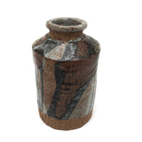 Satisfying Bottle Shaped Modernist Vase with Painterly Glazing