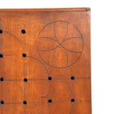 Antique Folk Art Fox and Geese Game Board with (Complete Set of) Hand-carved Pegs and Verse on Reverse