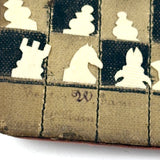 Surprise! c. Late 19th/Early 20th Century Memo Book Turned Stitched and Inked Pocket Chess Board with Celluloid Pieces