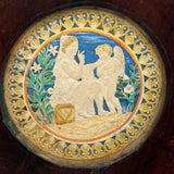 Hearts, Lilies, Angels--Beautiful 19th Century Hand-painted Embossed Paper Medallion, Under Glass, Original Frame