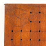Antique Folk Art Fox and Geese Game Board with (Complete Set of) Hand-carved Pegs and Verse on Reverse