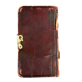 Surprise! c. Late 19th/Early 20th Century Memo Book Turned Stitched and Inked Pocket Chess Board with Celluloid Pieces