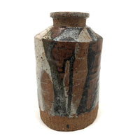 Satisfying Bottle Shaped Modernist Vase with Painterly Glazing