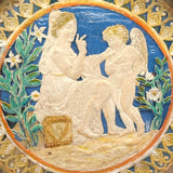 Hearts, Lilies, Angels--Beautiful 19th Century Hand-painted Embossed Paper Medallion, Under Glass, Original Frame