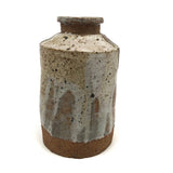 Satisfying Bottle Shaped Modernist Vase with Painterly Glazing
