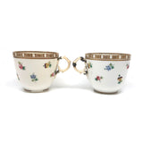 Matching Cups, Unmatched Repairs - c. 1860s James Duke Hand-painted Porcelain Teacups with Repaired Handles