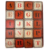 Complete C. 1870s Set of Hill's Spelling Blocks In Lower Half Wood Frame Box