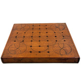 Antique Folk Art Fox and Geese Game Board with (Complete Set of) Hand-carved Pegs and Verse on Reverse