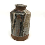 Satisfying Bottle Shaped Modernist Vase with Painterly Glazing