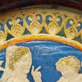 Hearts, Lilies, Angels--Beautiful 19th Century Hand-painted Embossed Paper Medallion, Under Glass, Original Frame