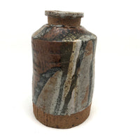 Satisfying Bottle Shaped Modernist Vase with Painterly Glazing