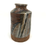 Satisfying Bottle Shaped Modernist Vase with Painterly Glazing