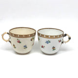 Matching Cups, Unmatched Repairs - c. 1860s James Duke Hand-painted Porcelain Teacups with Repaired Handles