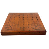 Antique Folk Art Fox and Geese Game Board with (Complete Set of) Hand-carved Pegs and Verse on Reverse