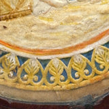 Hearts, Lilies, Angels--Beautiful 19th Century Hand-painted Embossed Paper Medallion, Under Glass, Original Frame