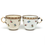Matching Cups, Unmatched Repairs - c. 1860s James Duke Hand-painted Porcelain Teacups with Repaired Handles